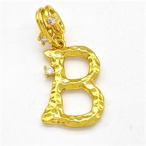 Copper Letter-B Pendant Pave Zircon Gold Plated, approx 10-16mm, 5-8mm [FN41440]