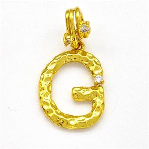 Copper Letter-G Pendant Pave Zircon Gold Plated, approx 10-16mm, 5-8mm [FN41445]