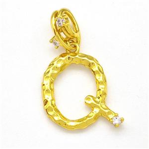Copper Letter-Q Pendant Pave Zircon Gold Plated, approx 10-16mm, 5-8mm [FN41455]
