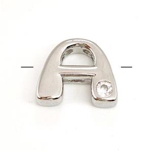 Copper Letter-A Beads Pave Zircon Platinum Plated, approx 6-12mm [FN41466]