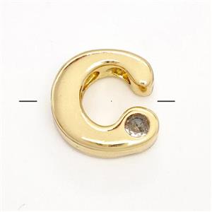 Copper Letter-C Beads Pave Zircon Gold Plated, approx 6-12mm [FN41494]