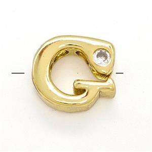 Copper Letter-G Beads Pave Zircon Gold Plated, approx 6-12mm [FN41497]