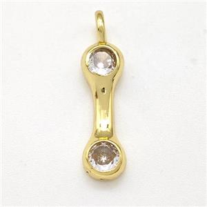 Copper Letter-I Pendant Pave Zircon Gold Plated, approx 15-18mm [FN41541]