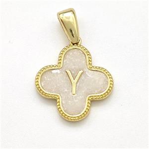 Copper Clover Pendant Letter-Y Painted Gold Plated, approx 15mm [FN41580]
