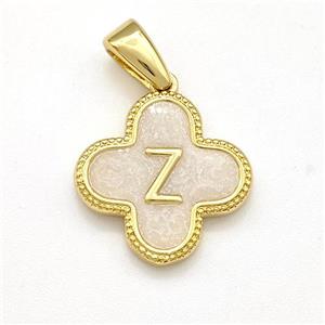 Copper Clover Pendant Letter-Z Painted Gold Plated, approx 15mm [FN41581]