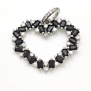 Copper Heart Pendant Micro Pave Black Zirconia Platinum Plated, approx 20-26mm [FN41586]