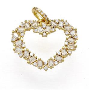 Copper Heart Pendant Micro Pave Zirconia Gold Plated, approx 20-26mm [FN41590]