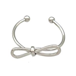 Copper Rrings Bow Platinum Plated, approx 5-18mm, 18mm dia [FN41595]