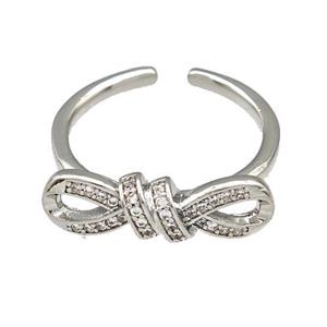 Copper Infinity Rings Micro Pave Zirconia Platinum Plated, approx 6-20mm, 18mm dia [FN41601]