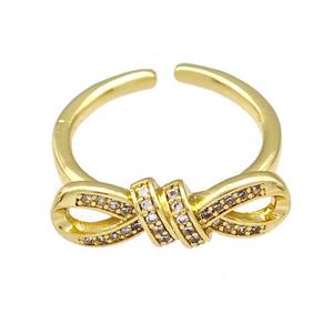 Copper Infinity Rings Micro Pave Zirconia Gold Plated, approx 6-20mm, 18mm dia [FN41602]