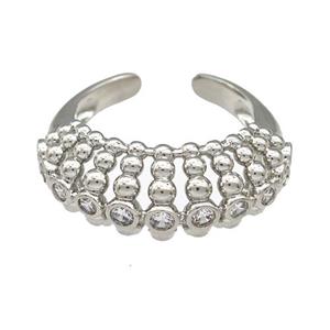 Copper Rings Pave Zircon Hollow Platinum Plated, approx 10mm, 18mm dia [FN41619]