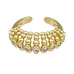 Copper Rings Pave Zircon Hollow Gold Plated, approx 10mm, 18mm dia [FN41620]