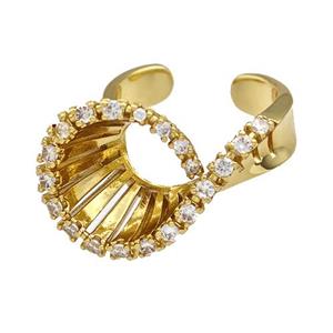 Copper Rings Pave Zircon Hollow Gold Plated, approx 17-25mm, 18mm dia [FN41622]