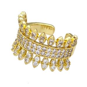 Copper Rings Pave Zircon Gold Plated, approx 13.5mm, 18mm dia [FN41624]