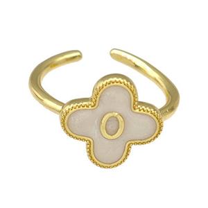 Copper Clover Rings Letter-O Painted Gold Plated, approx 13mm, 18mm dia [FN41640]