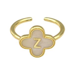 Copper Clover Rings Letter-Z Painted Gold Plated, approx 13mm, 18mm dia [FN41651]