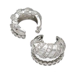 Copper Rings Pave Zircon Spiral Platinum Plated, approx 10mm, 17.5mm dia [FN41654]