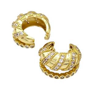 Copper Rings Pave Zircon Spiral Gold Plated, approx 10mm, 17.5mm dia [FN41655]