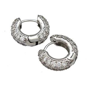 Copper Hoop Earring Micro Pave Zirconia Platinum Plated, approx 18mm dia [FN41658]