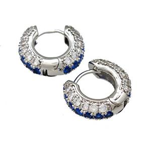 Copper Hoop Earring Micro Pave Zirconia Platinum Plated, approx 18mm dia [FN41659]