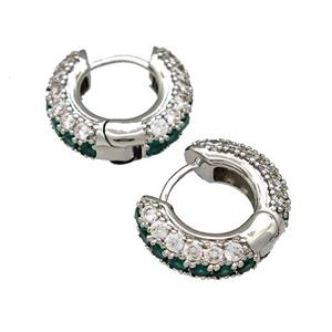 Copper Hoop Earring Micro Pave Zirconia Platinum Plated, approx 18mm dia [FN41661]