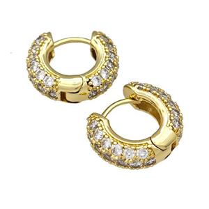 Copper Hoop Earring Micro Pave Zirconia Gold Plated, approx 18mm dia [FN41662]