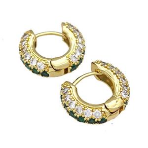 Copper Hoop Earring Micro Pave Zirconia Gold Plated, approx 18mm dia [FN41665]