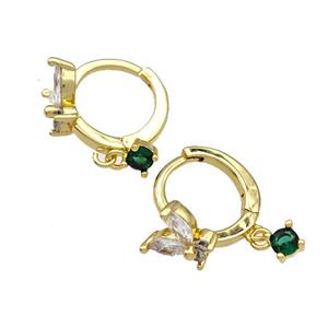 Copper Butterfly Hoop Earrings Pave Zircon Gold Plated, approx 3mm, 8mm, 12mm dia [FN41679]