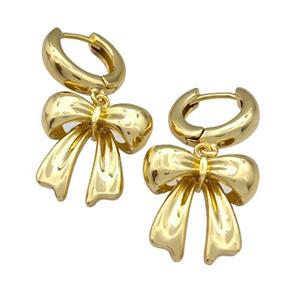 Copper Bow Hoop Earrings Gold Plated, approx 18mm, 15mm dia [FN41681]