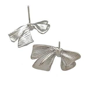 Copper Bow Stud Earrings Platinum Plated, approx 14-24mm [FN41684]