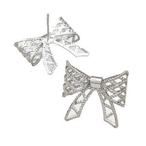 Copper Bow Stud Earrings Platinum Plated, approx 20mm [FN41692]