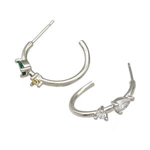 Copper Stud Earrings Pave Zircon Platinum Plated, approx 20mm dia [FN41694]