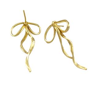 Copper Bow Stud Earrings Gold Plated, approx 20-40mm [FN41700]