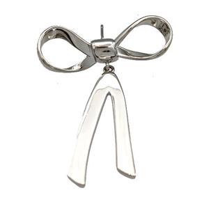 Copper Bow Stud Earrings Platinum Plated, approx 36-45mm [FN41707]