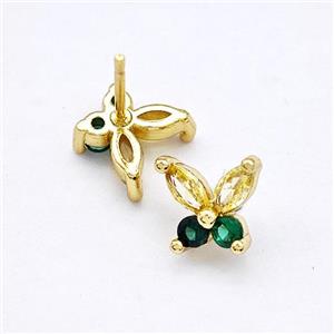 Copper Butterfly Stud Earrings Pave Zirconia Gold Plated, approx 8mm [FN41760]