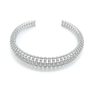 Copper Bangle Pave Zircon Platinum Plated, approx 6.5-10mm, 50-58mm dia [FN41773]