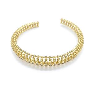 Copper Bangle Pave Zircon Gold Plated, approx 6.5-10mm, 50-58mm dia [FN41774]