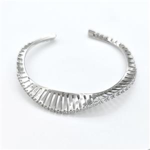 Copper Bangle Pave Zircon Mobius Belt Platinum Plated, approx 4-10mm, 50-58mm dia [FN41775]
