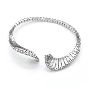 Copper Bangle Pave Zircon Mobius Belt Platinum Plated, approx 4-10mm, 50-58mm dia [FN41777]