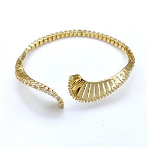 Copper Bangle Pave Zircon Mobius Belt Gold Plated, approx 4-10mm, 50-58mm dia [FN41778]