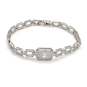 Copper Bracelets Pave Zircon Platinum Plated, approx 10-14mm, 6-12mm, 17cm [FN41779]