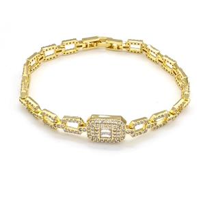 Copper Bracelets Pave Zircon Gold plated, approx 10-14mm, 6-12mm, 17cm [FN41780]
