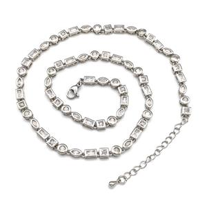 Copper Necklaces Pave Zircon Platinum Plated, approx 4-6mm, 40-45cm length [FN41783]