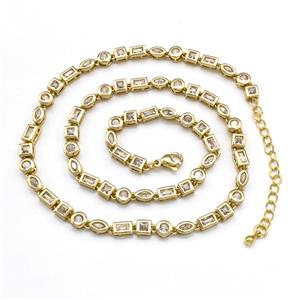 Copper Necklaces Pave Zircon Gold Plated, approx 4-6mm, 40-45cm length [FN41784]