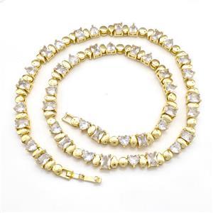 Copper Necklaces Pave Zircon Gold Plated, approx 7mm, 45cm length [FN41788]