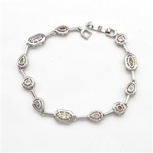 Copper Bracelets Pave Zircon Platinum Plated, approx 6-11mm, 18cm length [FN41790]