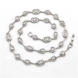 Copper Necklaces Pave Zircon Platinum Plated, approx 6-11mm, 45cm length [FN41793]