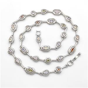 Copper Necklaces Pave Zircon Platinum Plated, approx 6-11mm, 45cm length [FN41794]