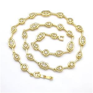 Copper Necklaces Pave Zircon Gold Plated, approx 6-11mm, 45cm length [FN41795]