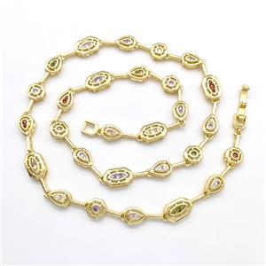 Copper Necklaces Pave Zircon Gold Plated, approx 6-11mm, 45cm length [FN41796]